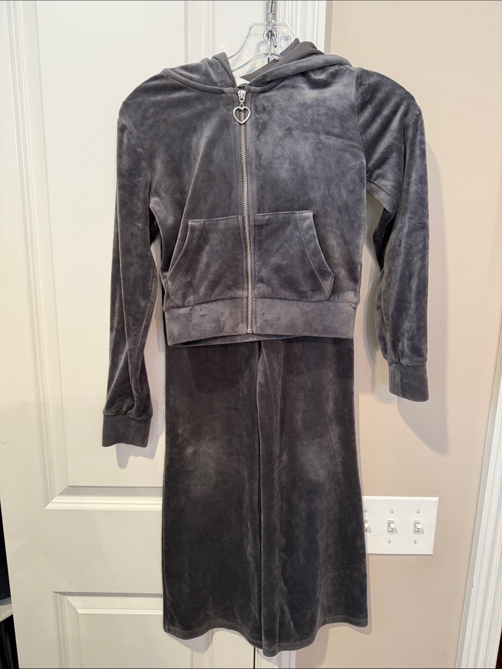 H&M Gray Velour Hoodie & Maxi Skirt Set